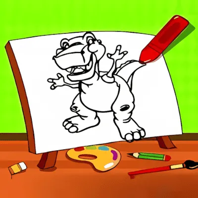 Easy Kids Coloring Dinosaur