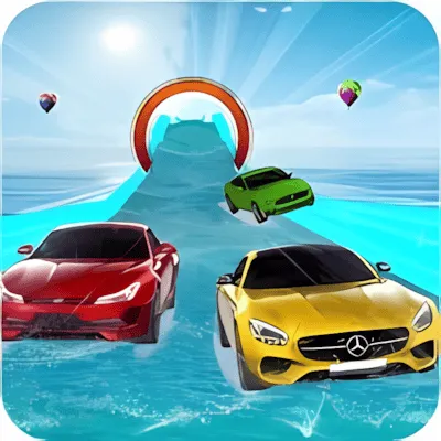 Water Slide Car Stunt Racing Game 3D